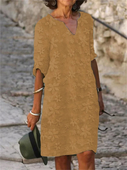 👗【S-5XL】Haljina od pamuka i lana s cvjetnim printom