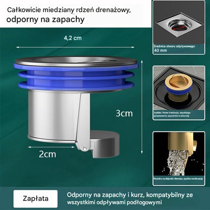 🚿🕳 Uniwersalny mosiężny odpływ podłogowy z rdzeniem antyzapachowym