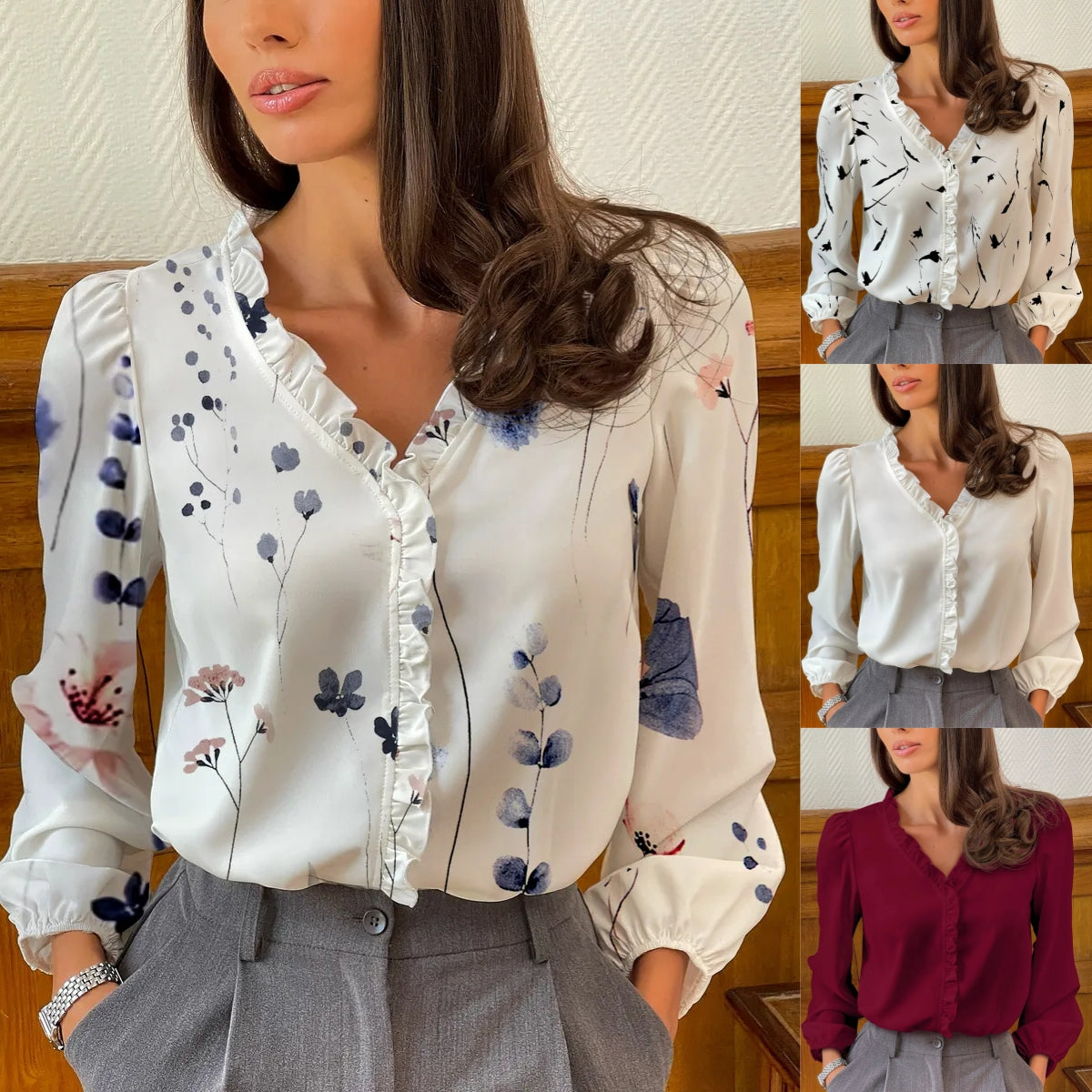 👚【S-3XL】 Letnia bluzka z dekoltem w serek i nadrukiem, wygodna w noszeniu