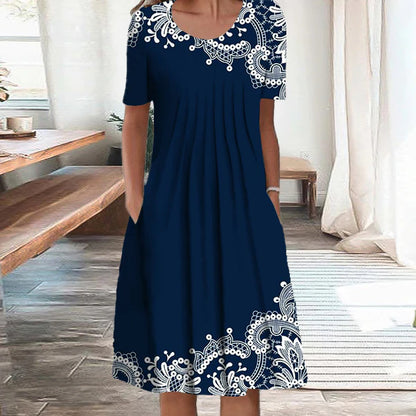 👗🎁 Modna haljina s printom okruglog izreza za 2025