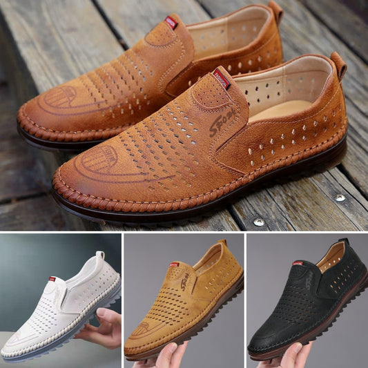 🔥👞 Pánské letní vysoce kvalitní kožené volnočasové boty, prodyšné, protiskluzové a pohodlné na nošení