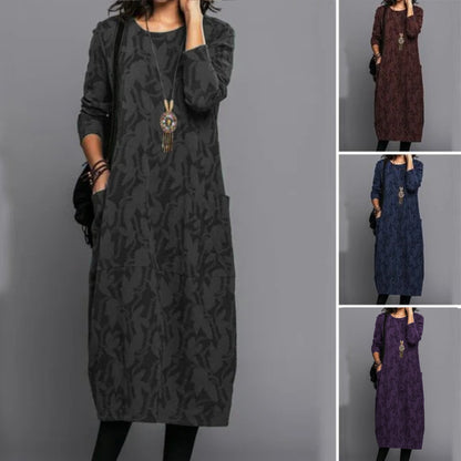 👗 Oferta especial de invierno 🔥【S-3XL】Nuevo vestido de alta calidad con diseño de bolsillos y cuello redondo, cómodo y a la moda.