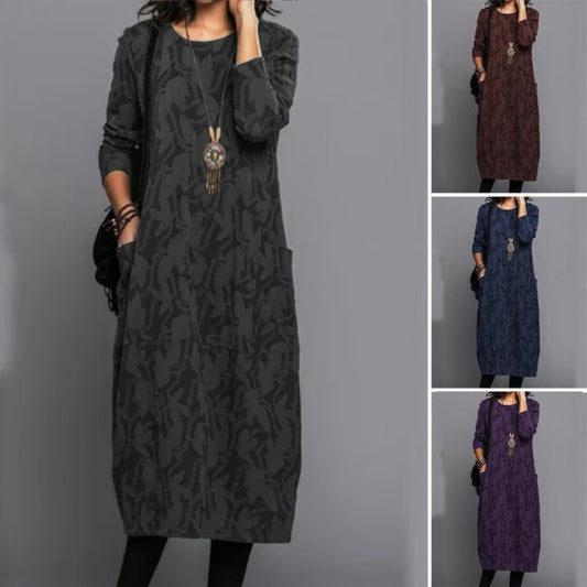 👗 Oferta especial de invierno 🔥【S-3XL】Nuevo vestido de alta calidad con diseño de bolsillos y cuello redondo, cómodo y a la moda.