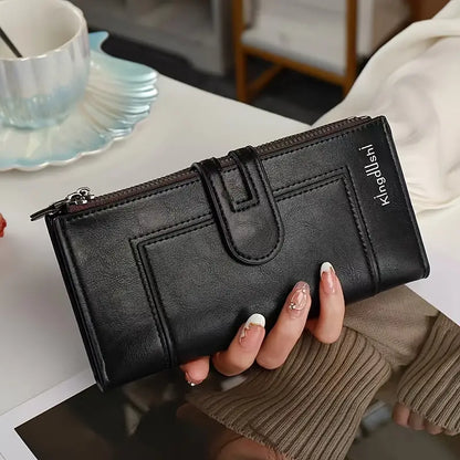 💰Dámská vintage peněženka z pravé kůže, dvojitý zip, více přihrádek na karty