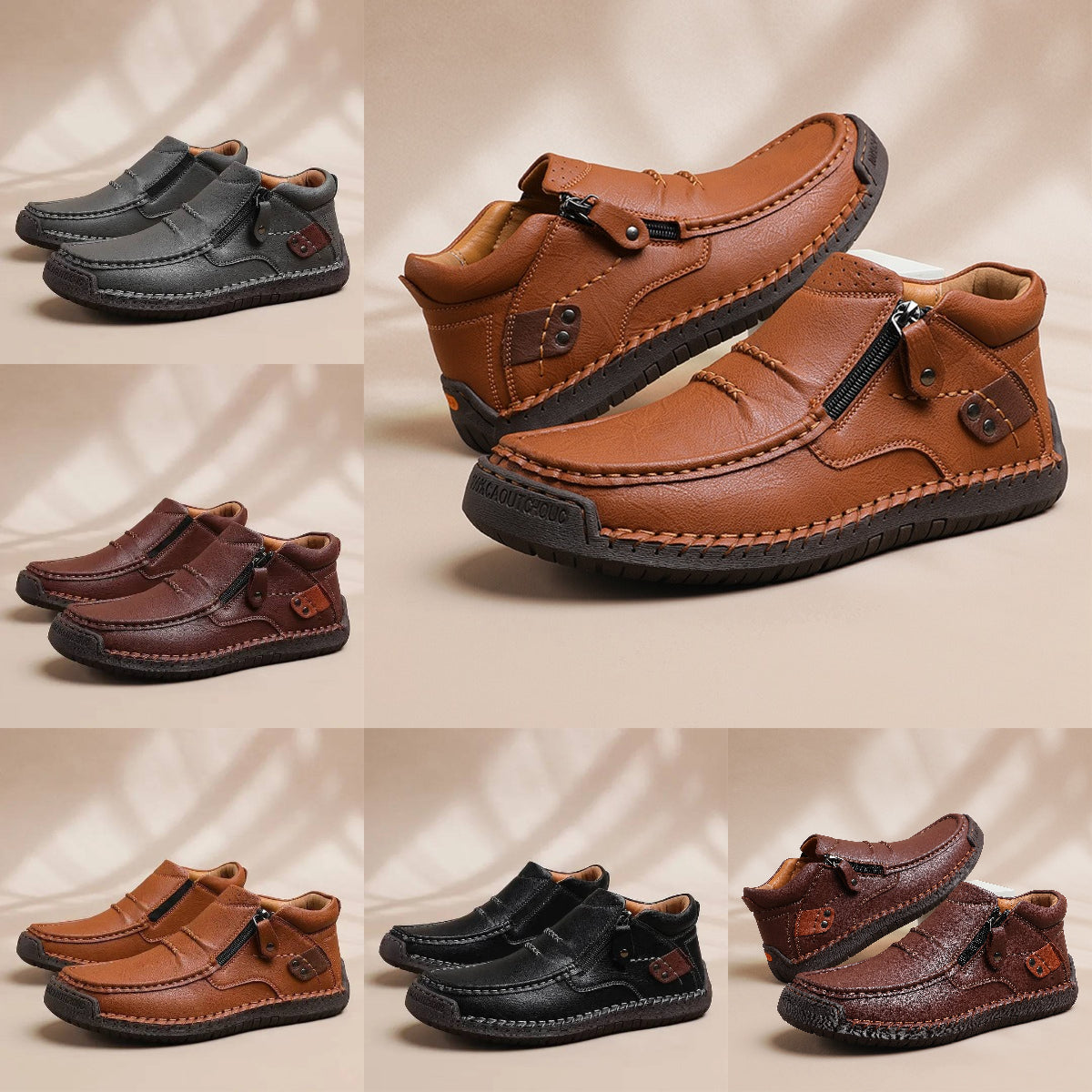 👞【38-48】🔥 Pánské řidičské boty, vyrobené z vysoce kvalitní kůže, ručně vyrobené, protiskluzové - široká špička, podpora klenby
