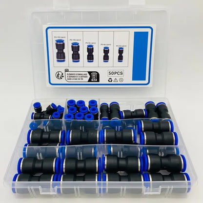 🔥✨【50PCS Πνευματικός Τύπος Άμεσης Πίεσης】Κιτ εξαρτημάτων πνευματικού σωλήνα αέρα 1/4 ίντσας με δυνατότητα σύνδεσης με πάτημα ⚡🔧