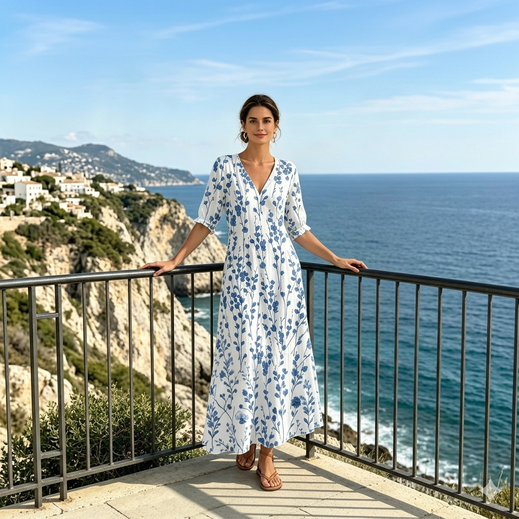 👗【S-3XL】Divatos nyári V-nyakú mintás ruha, légáteresztő, kényelmes és karcsúsító.