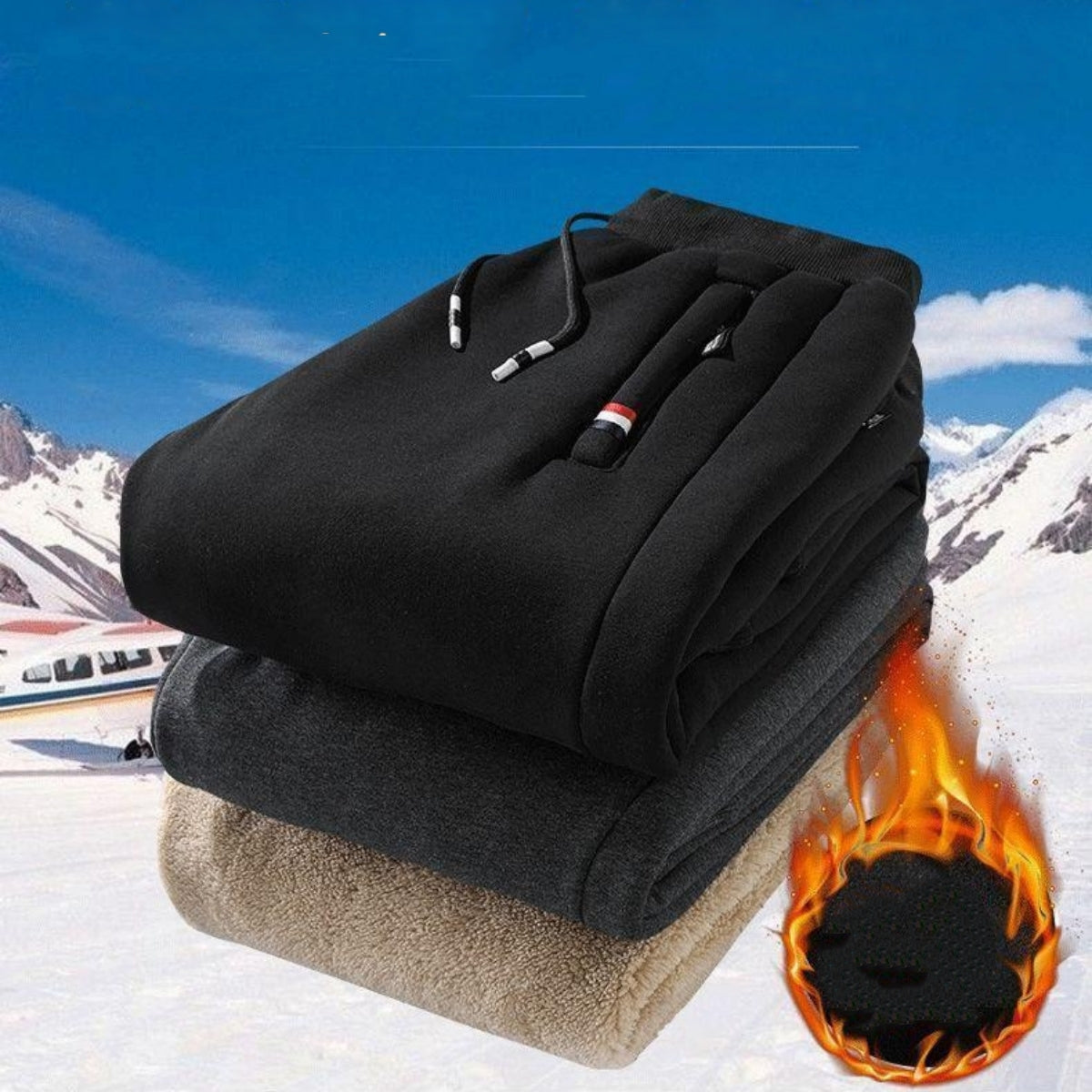 👖【Bestseller🔥】【M-5XL】Męskie zimowe spodnie z owczej wełny 2025, codzienne ciepłe spodnie sportowe.