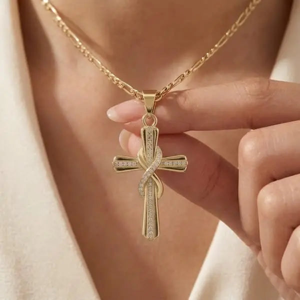 🎀💖 Módní a elegantní náhrdelník se symbolem nekonečna a motivem ve tvaru kříže, platba na dobírku