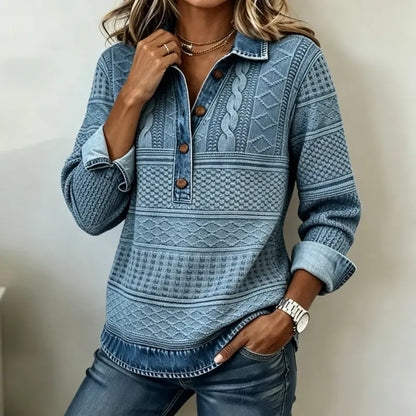🎁【S-5XL】Divatos pulóver félgombos hajtókával