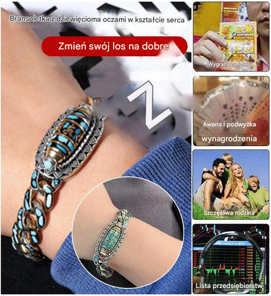 🔥Bestseller ✨ Bransoletka ze srebra próby 925, retro, sześciocyfrowa, turkusowa, z mantrą, z koralików transferowych