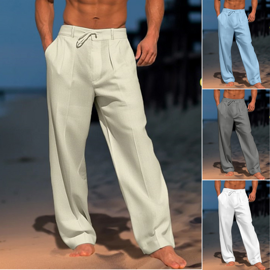 🏖️👖【S–3XL】😍 Muške lanene ležerne hlače velikih veličina, udobne i prozračne, idealne za svaki dan i odmor
