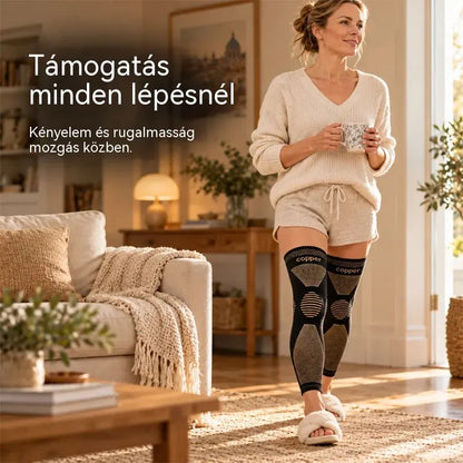 🦵 Hosszú, rugalmas nejlon térdrögzítő | Kompressziós illeszkedés, meleg és rugalmasság – sportoláshoz és mindennapi használatra