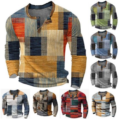 🔥【50% kedvezmény】👔【S-4XL】 Férfi hosszú ujjú mintás pólóKényelmes és könnyen kombinálható hétköznapi viselet