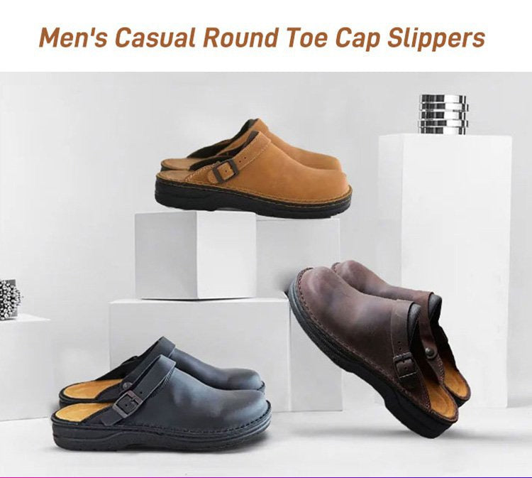 Ежедневни кожени чехли с мека подметка, стилен дизайн, семпли и ретро.