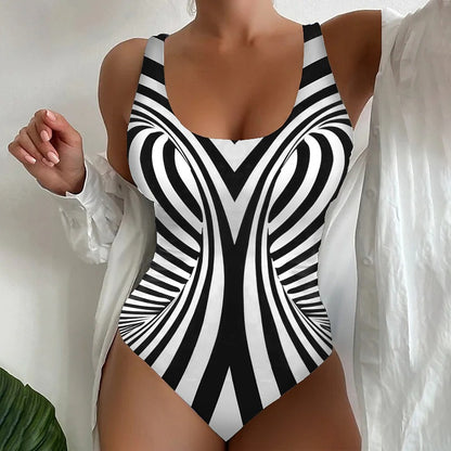 🥰【Poslední den – sleva 50 %】🔥【S~6XL】Unikátní pruhované jednodílné plavky