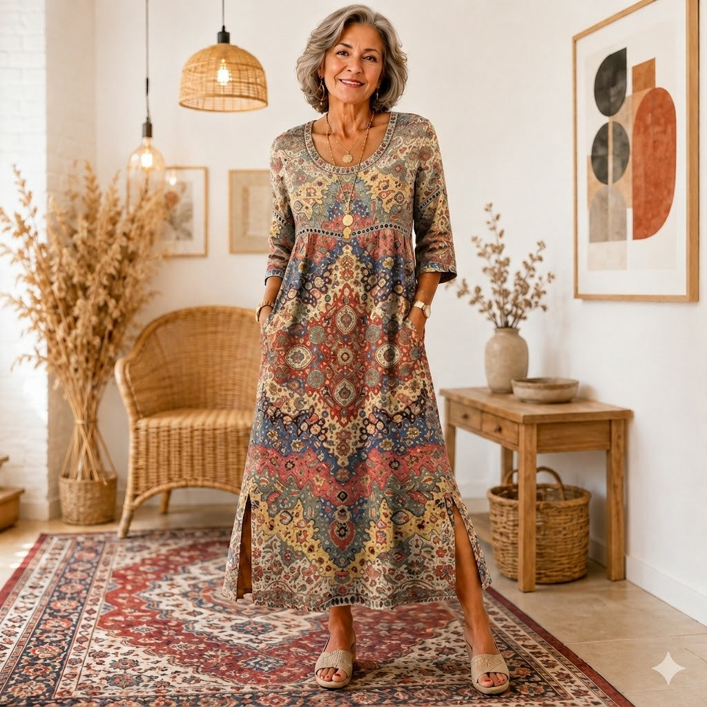 👗【S–5XL】Nové letní retro šaty s módním potiskem – lehké, prodyšné a pohodlné na každodenní nošení