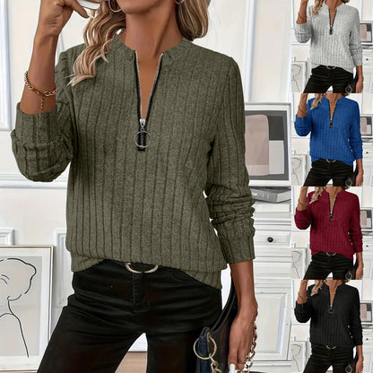 😍💥Nova moderna jednostavna pletena majica dugih rukava s patentnim zatvaračem iz 2025.