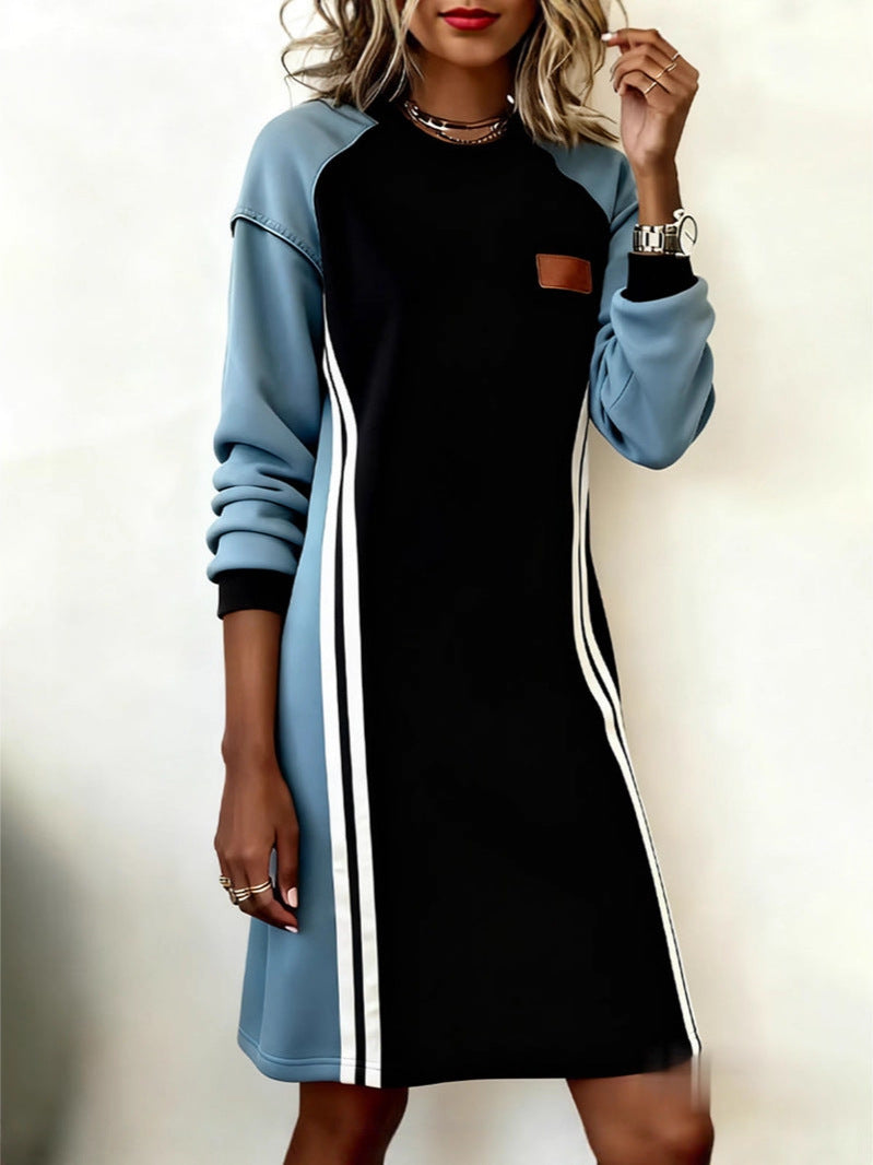 👗【S-3XL】Zimska ženska moderna haljina s okruglim izrezom, s elementima linija, svestrana i udobna