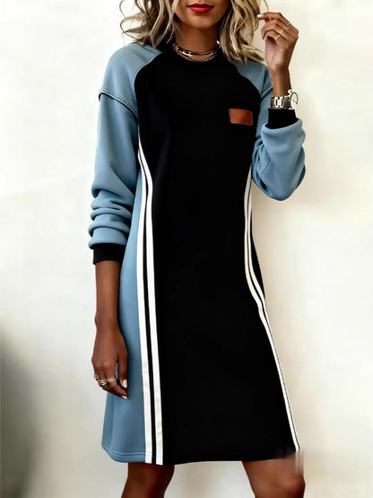 👗【S-3XL】Zimska ženska moderna haljina s okruglim izrezom, s elementima linija, svestrana i udobna