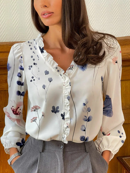 👚【S-3XL】 Letnia bluzka z dekoltem w serek i nadrukiem, wygodna w noszeniu