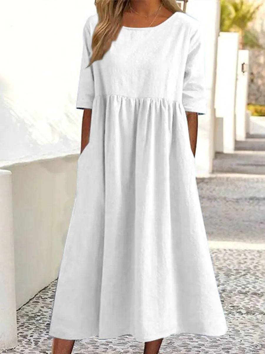 💥👗【S-5XL】2025 Pamučna ležerna haljina s džepovima
