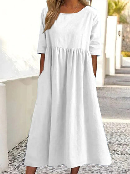 💕【50% sleva】【S-5XL】Nové univerzální volnočasové šaty, s kapsami, volné a pohodlné, ve velkých velikostech