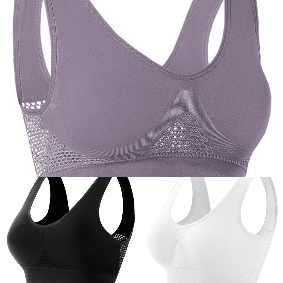💕3 sztuki【40-120 kg】Damski letni biustonosz plus size bez fiszbin, wysokoelastyczny i przewiewny, elegancki dojrzały styl ❤️