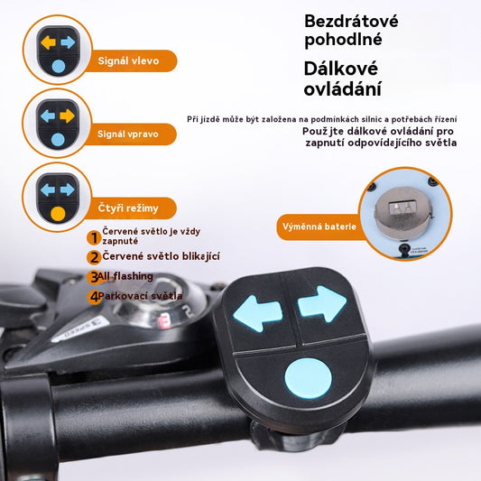 🚲🌟 Bezdrátové dálkově ovládané směrové zadní světlo na kolo,výstražné zadní světlo na jízdní kolo