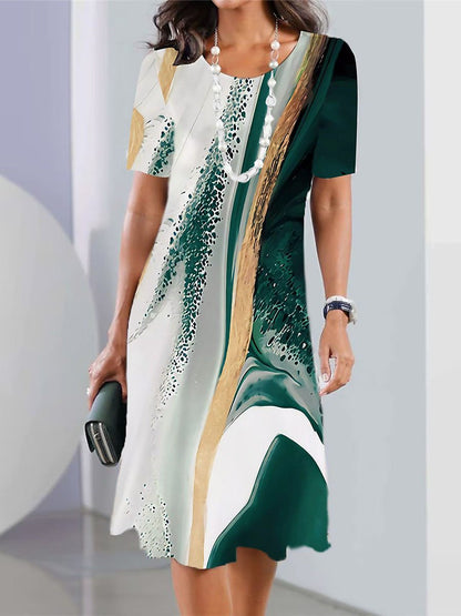 👗【XS-5XL】2024 Seksi ženska haljina s printom s okruglim izrezom