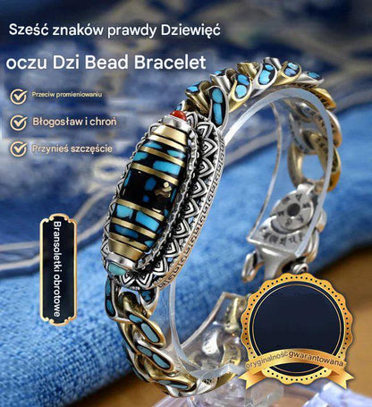 ✨ Bransoletka ze srebra próby 925, retro, sześciocyfrowa, turkusowa, z mantrą, z koralików transferowych
