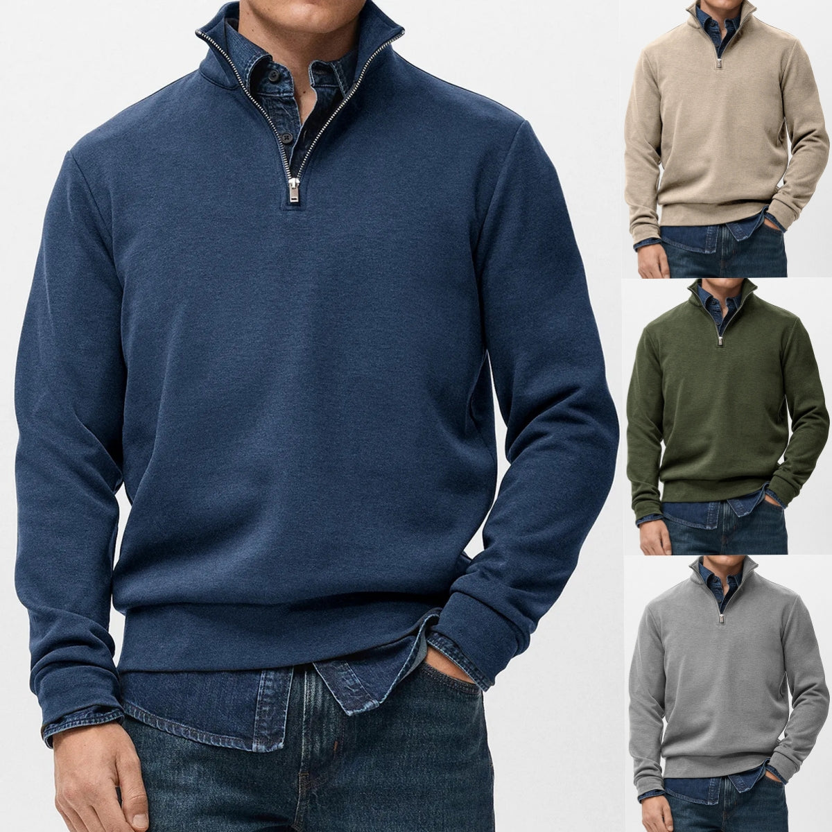 👔【S-5XL】🔥Νέα ανδρική φούτερ με όρθιο γιακά, άνετη και χαλαρή εφαρμογή, σχέδιο με μισό φερμουάρ