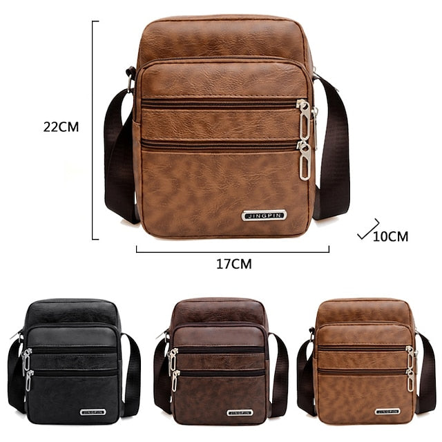 Nuevo bolso bandolera para hombre de alta calidad y gran capacidad, hecho de cuero PU