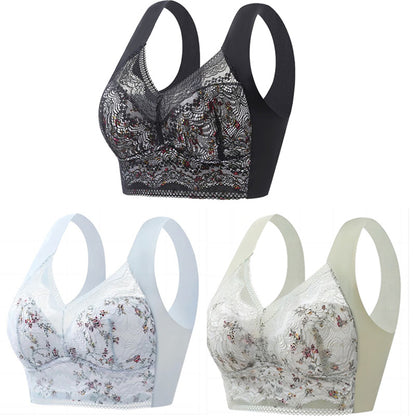 🔥【3 komada】💕🎁【40kg-100kg】Prozračan podesivi bešavni grudnjak od ledene svile za veće veličine