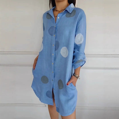 👚 Nowość -50%【S-4XL】Letnia lniano-bawelniana sukienka z nadrukiem, przewiewna i wygodna, dopasowany i uniwersalny krój