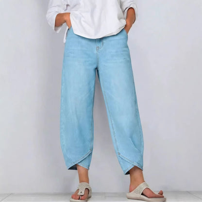 👖【Továbbfejlesztett denim, puha és lélegző】 divatos, laza szabadidős farmer