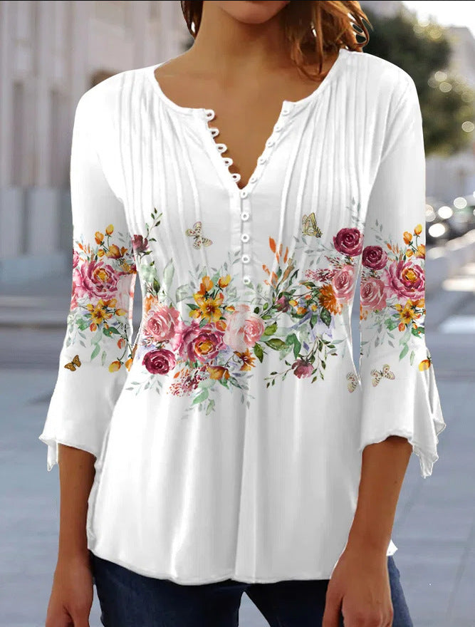 😍【Časově omezená nabídka】Stylové dámské tričko s výstřihem do V [S-5XL]