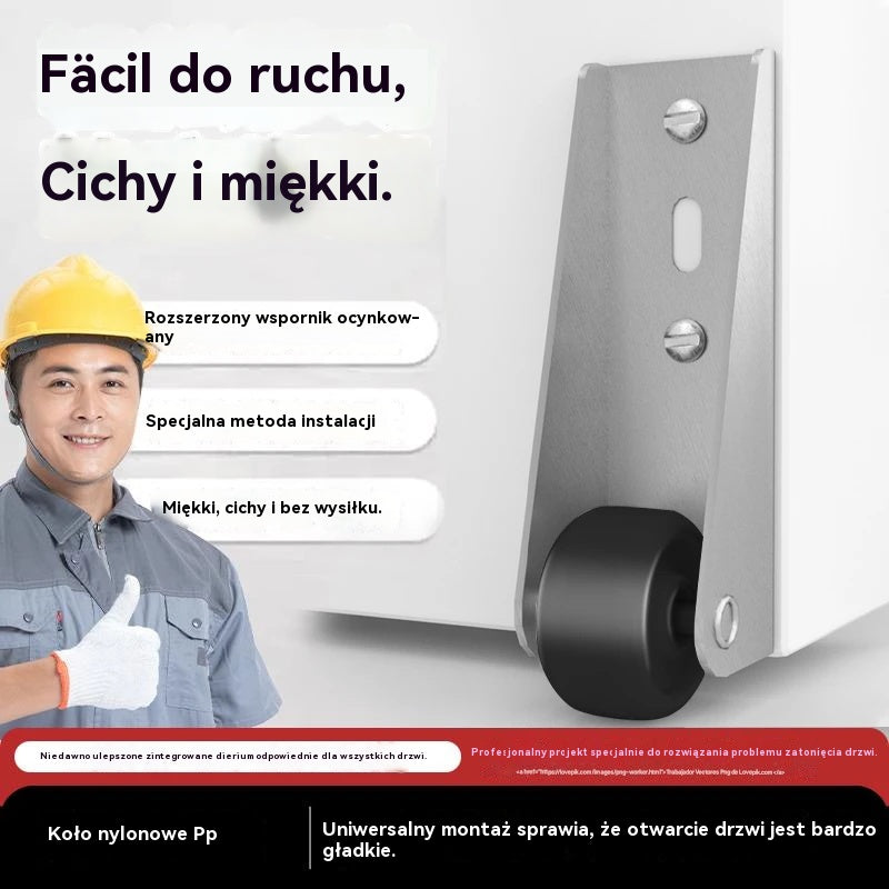 🔧【4 kółek + 16 śruby】 🚪 Uchwyt prowadzący do drzwi przesuwnych z kółkami – cichy, regulowany i łatwy w montażu