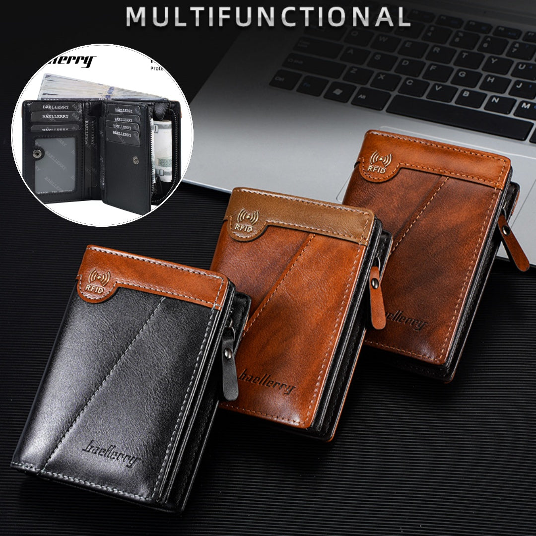 ✨Nova vrhunska moška denarnica z zadrgo v retro slogu z RFID funkcijo proti kraji.