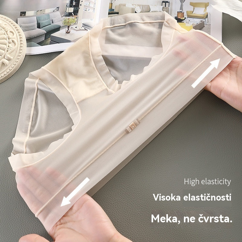 🌹🌹🌹 (pakiranje od 6 komada) Ženske gaćice visokog struka od ledene svile, izrađene od osvježavajućeg materijala ledene svile, uvijek su prozračne.