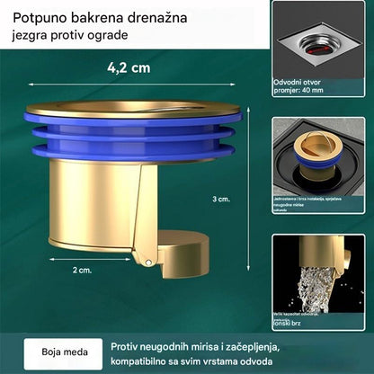 🔥Kupite jedan, drugi gratis 🕳 Univerzalni podni odvod od mesinga s dezodorirajućom jezgrom protiv neugodnih mirisa 🚿✨