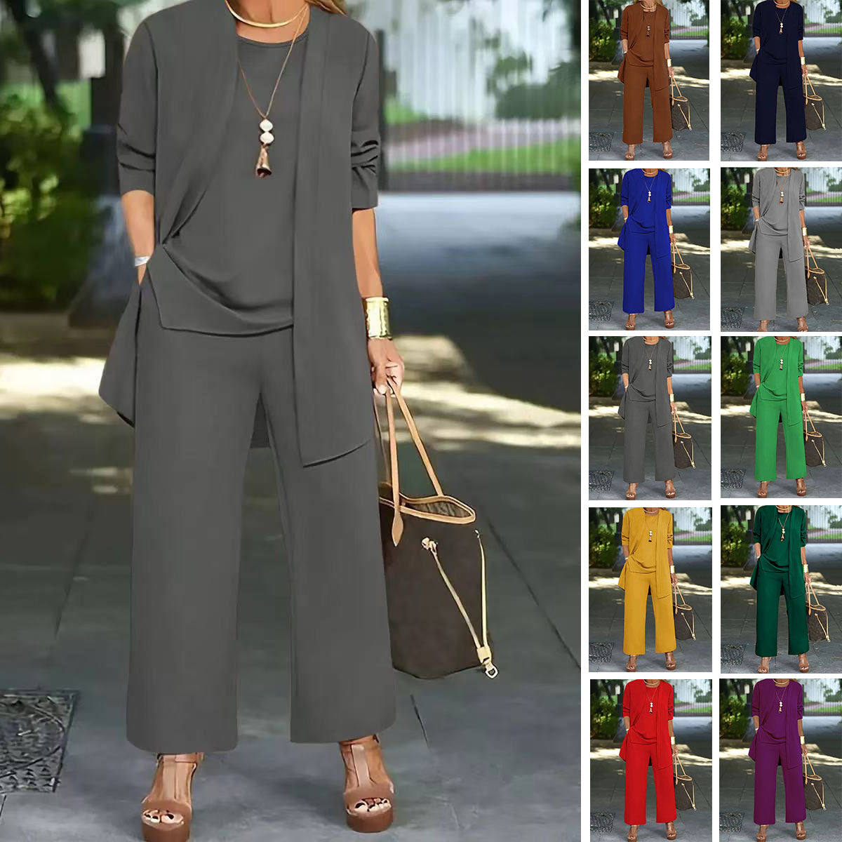 ✨Třídílná sada【S-5XL】Elegantní dámský módní třídílný set s projmutým střihem, lichotí každé postavě