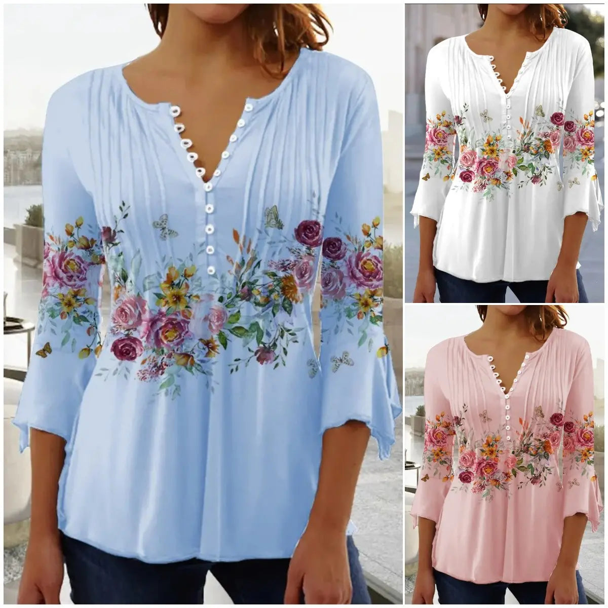 😍【Časově omezená nabídka】Stylové dámské tričko s výstřihem do V [S-5XL]
