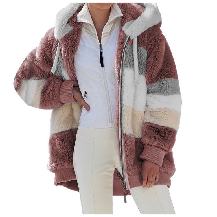 🔥 Zadnji dan – 50 % popust ❄️【S–5XL】Nov ženski topel plašč za leto 2026, podložen z mehkim plišem in s kontrastnimi črtami ✅ Plačilo po povzetju