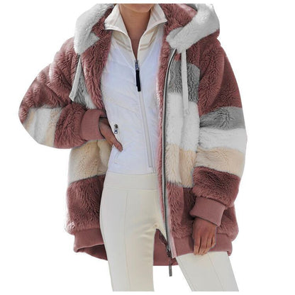 🔥 Zadnji dan – 50 % popust ❄️【S–5XL】Nov ženski topel plašč za leto 2026, podložen z mehkim plišem in s kontrastnimi črtami ✅ Plačilo po povzetju