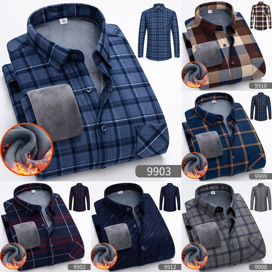 👔 【L-5XL】Męska zimowa biznesowa koszula z długim rękawem, ciepła i elegancka