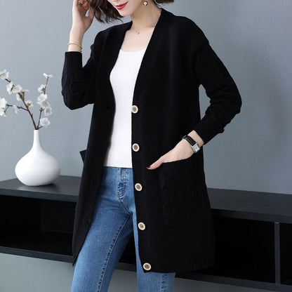 ⏳【Sleva 50 %】💕【S-4XL】Nový dámský jednoduchý ležérní pletený kardigan