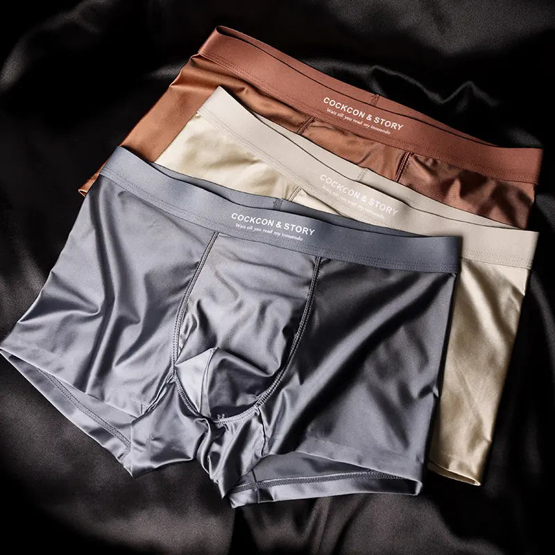 😎Poslední den – sleva 50 %😎【 6 kusů】【45-100KG】Pánské antibakteriální boxerky 10A — prodyšné, měkké, bezešvé, ledové hedvábí, luxusní satén.