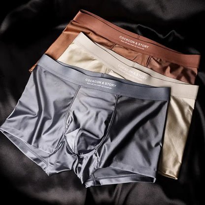 😎Poslední den – sleva 50 %😎【 6 kusů】【45-100KG】Pánské antibakteriální boxerky 10A — prodyšné, měkké, bezešvé, ledové hedvábí, luxusní satén.