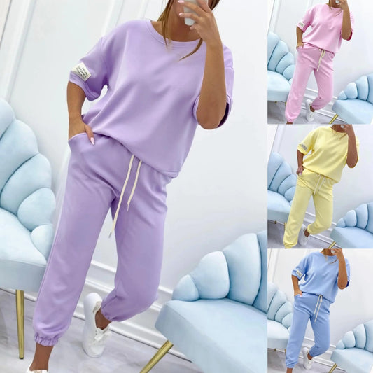 ✨ Nowość w promocji⏰Damski zestaw casualowy z jednolitym topem i spodniami